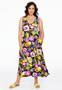 Dress sleeveless V-neck HAYFLOWER - black - #1