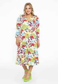 Buttoned dress V-neck MAYFLOWER - white - #1