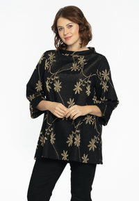 Tuniek met opstaande kraag LUREX FLOWER - black - #2