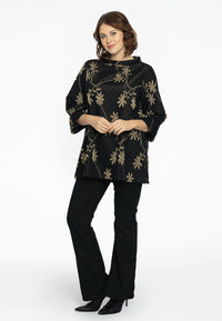 Tuniek met opstaande kraag LUREX FLOWER - black - #1