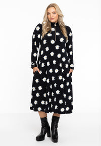 Long dress flower zipper DAISY - black - #1