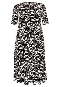 Dress front zipper LEAVES - black - #4
