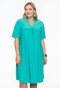 Dress short sleeve pleats DOLCE - turquoise - #1
