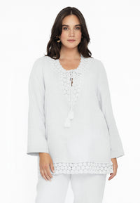 Chemisier large avec dentelle LINENBlouse wide crochet LINEN - white - #1
