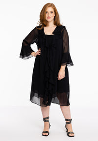 Cardi-blouse frilled VOILE - black - #1