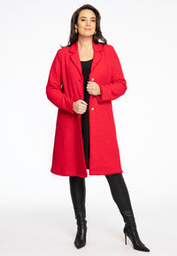 Cardigan Long Fringed BOUCLE - red - #1