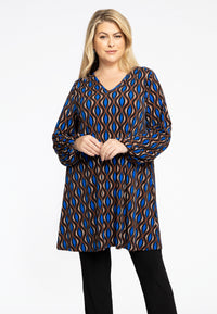 Tunic Wide Bottom V-neck MEANDER - brown - #2