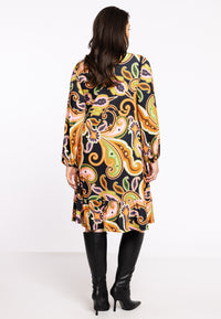 Dress ruffled hem PAISLEY - black - #3