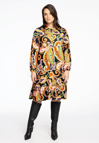 Dress ruffled hem PAISLEY - black - #2