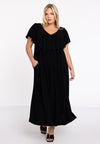 Dress Frilled V-neck Swing DOLCE - black