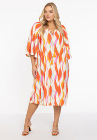 Dress gathered neckline AURELI - orange - #1