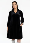 Dress V-neck VELOURS - black