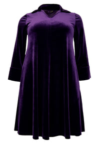 Dress V-neck VELOURS - purple - #4