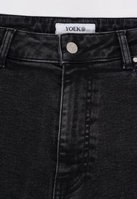 Wide leg jeans with pearls - black - #5