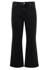 Wide leg jeans with pearls - black - #4
