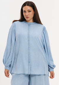 Chemisier à manches bouffantes INDIGO LYOCELLBlouse puff sleeve INDIGO LYOCELL - indigo - #2