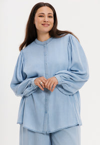 Chemisier à manches bouffantes INDIGO LYOCELLBlouse puff sleeve INDIGO LYOCELL - indigo - #4