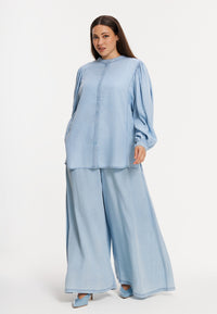 Chemisier à manches bouffantes INDIGO LYOCELLBlouse puff sleeve INDIGO LYOCELL - indigo - #1