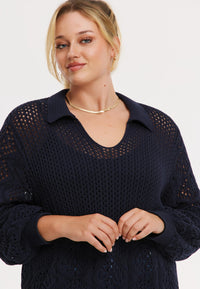 Pulllover polo AJOUR - blue - #6