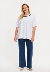 T-shirt neck embellishment COTTON - white - #2