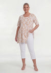 Tunique large en bas flower stamp - marron clair
