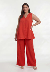 Trousers loose LINEN - light red - #1