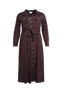 Dress midi DENIM DOLCE BROWN - brown - #3