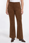 Trousers bootcut SUEDE ALIKE - mid brown