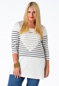 Shirt flare heart print - white - #1