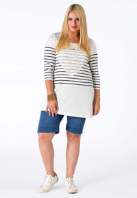 Shirt flare heart print - white - #2