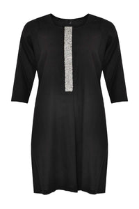 Dress beaded LINEN - black - #1