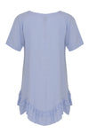 Blouse ruffled bot LINEN - blue - #3
