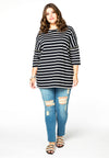 Shirt ample breton perles - bleu