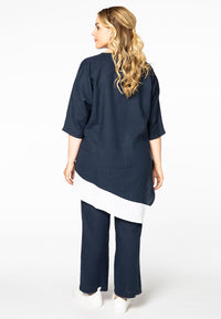 Chemisier asymétrique en linBlouse asym linen - blue - #3