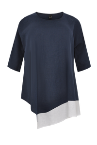Chemisier asymétrique en linBlouse asym linen - blue - #4