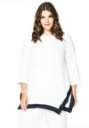 Blouse pointy bottom LINEN - white