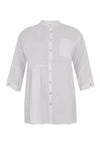 Blouse asymmetric ruffled LINEN - white - #2