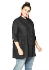 Blouse asymmetric ruffled LINEN - black