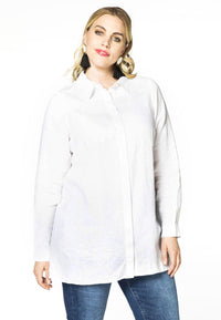 Blouse blind button closure LINEN - white - #1