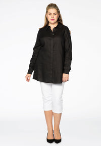 Blouse blind button closure LINEN - black - #2