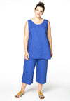 Trousers 7/8 LINEN - light blue - #1