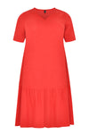 Dress frilled bottom LINEN - red - #4