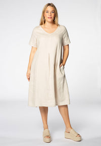 Dress pleats LINEN - brown - #1