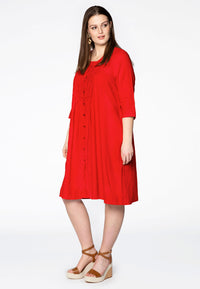 Dress embroidered LINEN - red - #1
