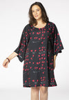 Dress wide sleeves HEART - black - #1