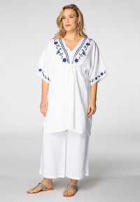 Blouse embroidered LINEN - white - #1