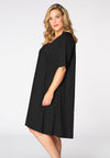 Dress tied back stretch cotton - black - #1