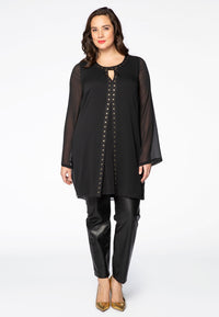 Blouse gold studs VOILE - black - #1
