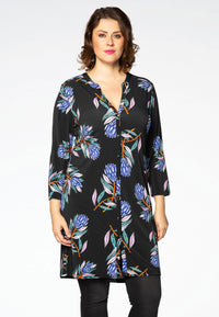 Tunic VERA grandad collar - black - #1