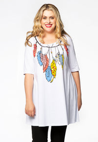 Tunic wide bottom feathers - white - #2